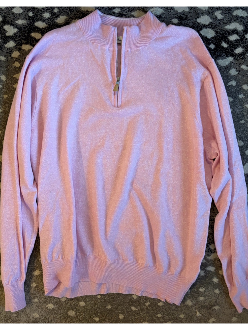 Peter Millar Men’s Wool Linen Blend Pink Half Zip Pullover Sweater XL